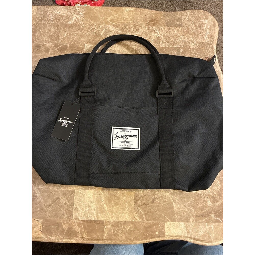The Journeyman Black Canvas Duffle Bag 21" x 15" x 6"  NEW Overnight Weekend